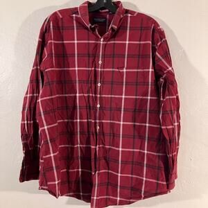 Roundtree & Yorke Plaid Button Up Shirt 2XL Tall Red Long Sleeve